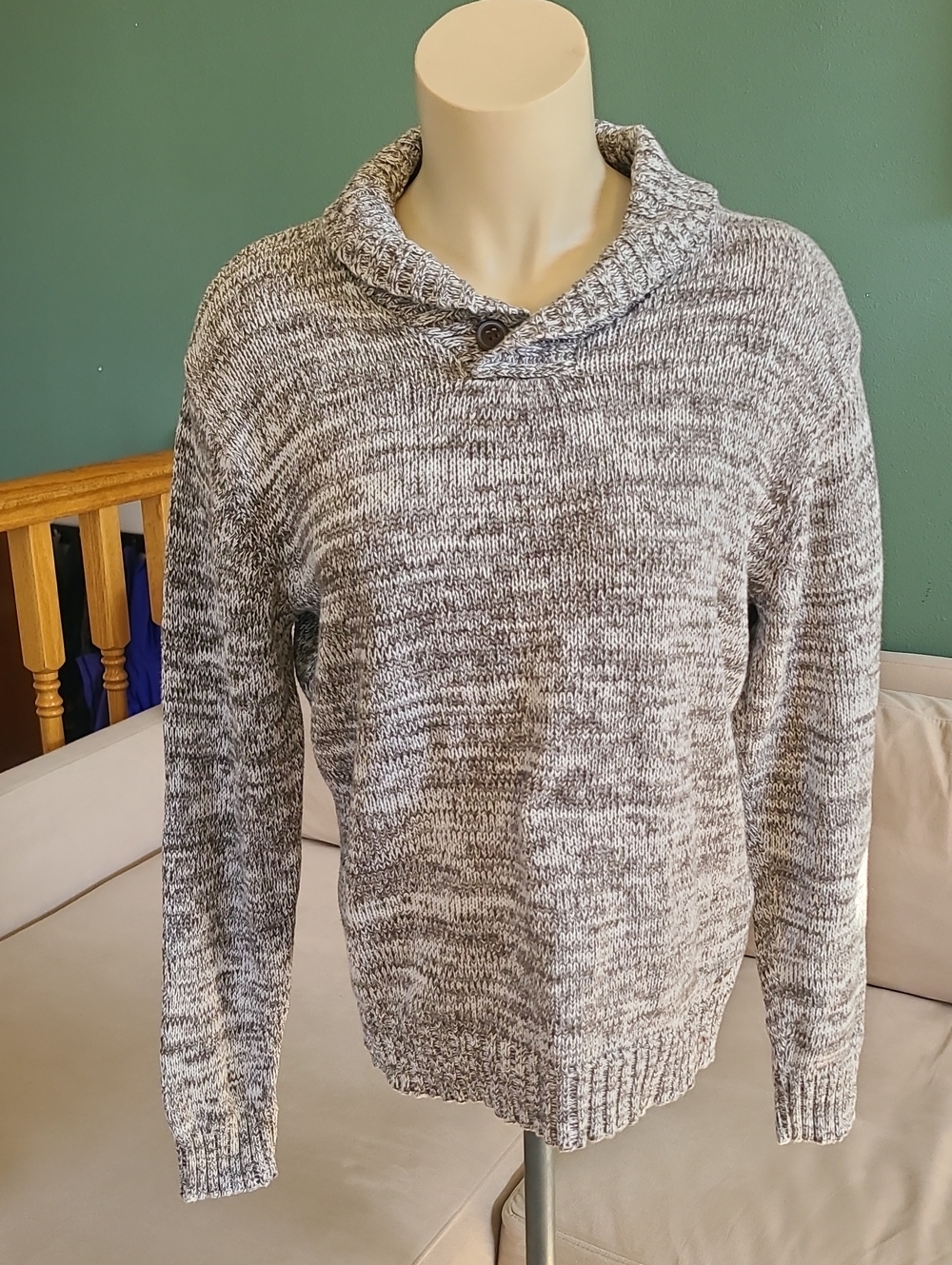Jones New York Kids Gray Marled Sweater with Shawl Collar